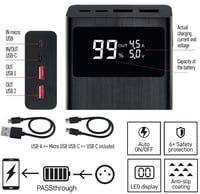 Powerbank EMOS 20000 mAh, 22,5 W rýchlonabíjanie, s displejom a funkciou Pass-Through, 3 výstupy, pre smartfóny a tablety, vrátane USB-C kábla 6