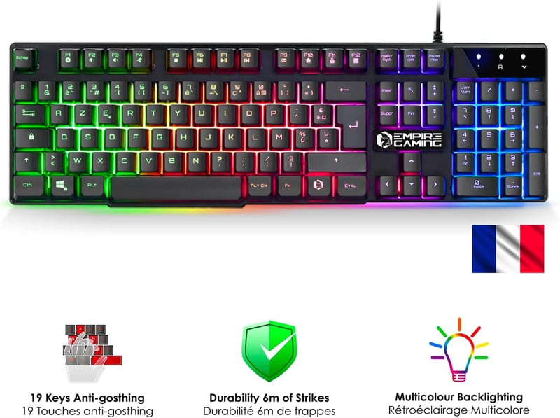 Empire Gaming 3 az 1-ben Gamer Szett RGB Billentyűzet Egér Mousepad PC PS4 PS5 - MK800 Filaire