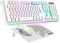 EMPIRE GAMING Armor RF800 Wireless Gaming Billentyűzet és Egér Szett QWERTZ RGB LED 4800 DPI PC PS4 PS5 Xbox Fehér - RF800 Wireless Weiß 1
