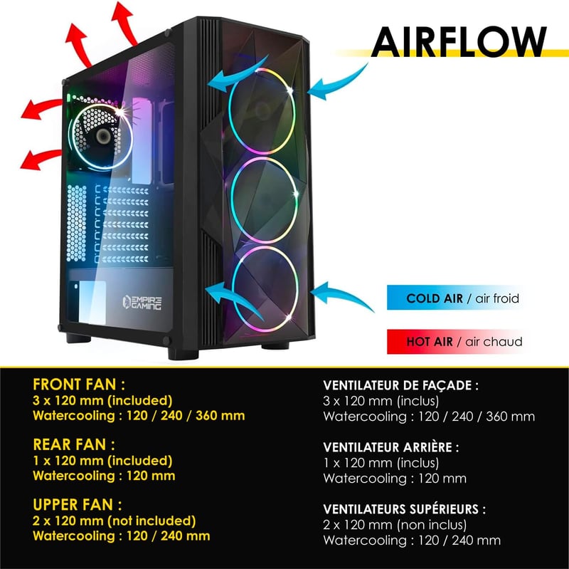 Empire Gaming Diamond ARGB LED gamer PC ház ATX torony, plexi oldallal
