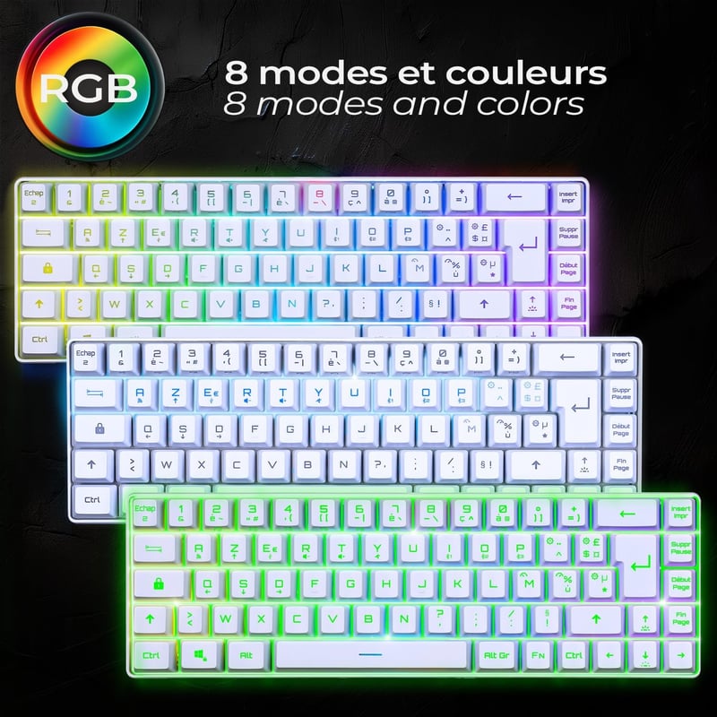 EMPIRE GAMING K508 Kompakt Vezeték Nélküli Gaming Billentyűzet - 2.4G/Type-C - PS4/PS5/PC/Mac - RGB Háttérvilágítás - 23 Anti-Ghosting Gomb 