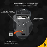 EMPIRE GAMING RF908 Vezeték Nélküli Egér Újratölthető Mágneses Töltőállomással RGB Világítás 10000DPI 8 Programozható Gomb Fekete 10
