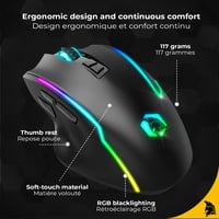 EMPIRE GAMING RF908 Vezeték Nélküli Egér Újratölthető Mágneses Töltőállomással RGB Világítás 10000DPI 8 Programozható Gomb Fekete 5