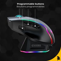 EMPIRE GAMING RF908 Vezeték Nélküli Egér Újratölthető Mágneses Töltőállomással RGB Világítás 10000DPI 8 Programozható Gomb Fekete 4