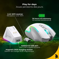 EMPIRE GAMING RF908 Wireless Egér Töltőállomással RGB 10000DPI 8 Gomb Fehér 2