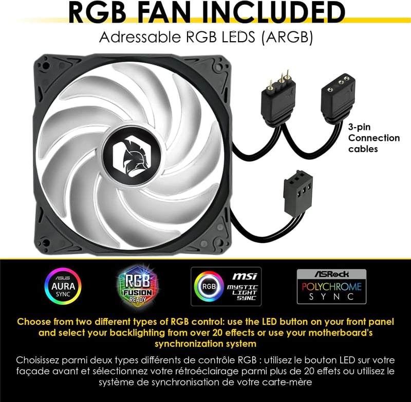 Empire Gaming Ruby Gamer PC Ház, ARGB ATX/MATX/ITX, Mesh Panel, Akril Oldallap, 4db 120mm RGB Ventilátor, MB Sync, Fekete