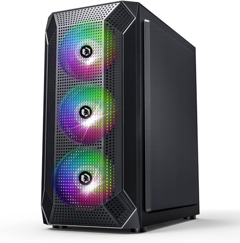 Empire Gaming Ruby Gamer PC Ház, ARGB ATX/MATX/ITX, Mesh Panel, Akril Oldallap, 4db 120mm RGB Ventilátor, MB Sync, Fekete
