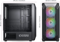 Empire Gaming Ruby Gamer PC Ház, ARGB ATX/MATX/ITX, Mesh Panel, Akril Oldallap, 4db 120mm RGB Ventilátor, MB Sync, Fekete 7