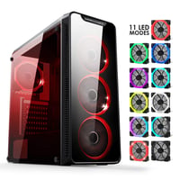 EMPIRE GAMING Warmachine ATX Mid-Tower Gamer Kućište - 4 RGB LED Ventilatora, 11 Načina Osvjetljenja, Kaljeno Staklo, Kompatibilno s Vodenim Hlađenjem, Crno 2