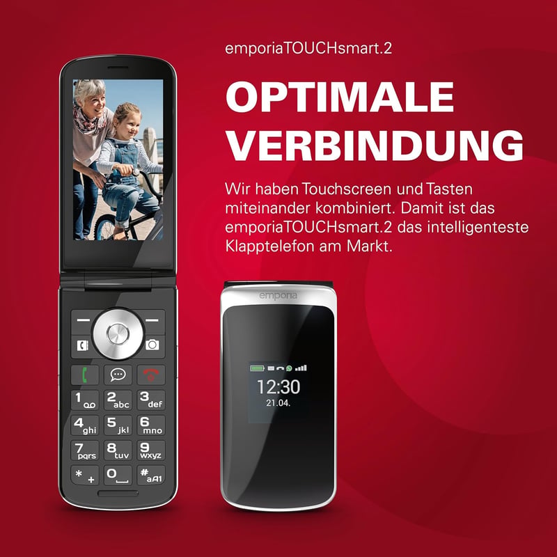 Emporia emporiaTOUCHsmart 2 fekete összecsukható mobiltelefon nagy gombokkal - Single