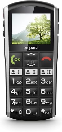 Emporia SIMPLICITY Időseknek - Gombos Mobiltelefon, Vészgomb, 2" Kijelző, Fekete 1