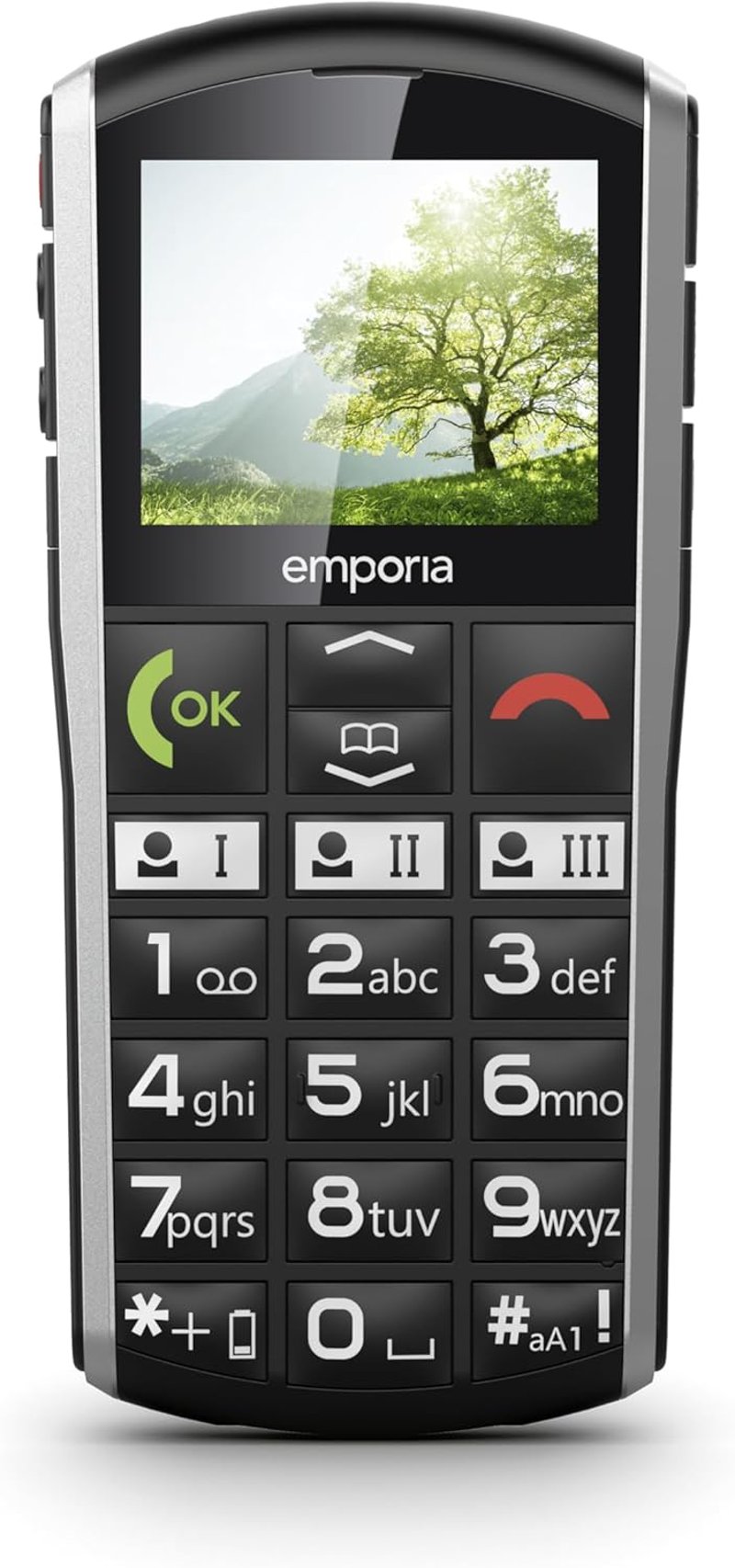 Emporia SIMPLICITY Időseknek - Gombos Mobiltelefon, Vészgomb, 2" Kijelző, Fekete