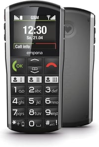 Emporia SIMPLICITY mobiltelefon SOS-gombbal, töltőállomással, Bluetooth - fekete 1