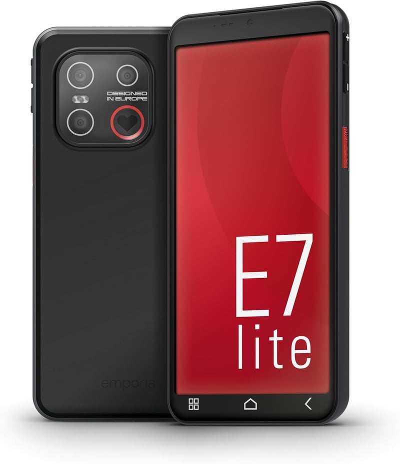 Emporia SMART.7lite Időseknek Okostelefon Android 15 NFC Ujjlenyomat Érintőkijelző Fekete