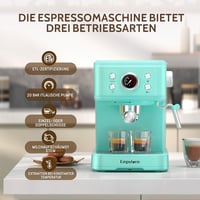 Empstorm Eszpresszó Kávéfőző Tejhabosítóval - 20 Bar Nyomású, 2in1 Rendszer Őrölt Kávéhoz és Kapszulákhoz, 1,5L Víztartály, Világoskék 2