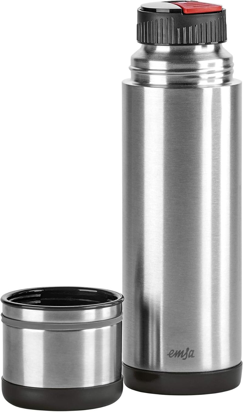 Emsa 509237 Thermoflask 500ml Safe Loc Pro kupakkal, fekete/antracit - Isolierflasche, 0,50 Liter, Black-anthracite