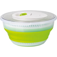 Emsa Basic Sklopiva zdjela za salatu 4 litre, Prozirna/Zelena, Plastična centrifuga za salatu 1