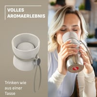 Termoska Emsa beYou Cup 0,36 l, 100% nepriepustná, vhodná do umývačky riadu, svetlosivá, s popruhom na nosenie, na cesty a do kancelárie, N21945 3