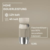Termoska Emsa beYou Cup 0,36 l, 100% nepriepustná, vhodná do umývačky riadu, svetlosivá, s popruhom na nosenie, na cesty a do kancelárie, N21945 6