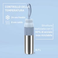 Izolovaná fľaša na pitie Emsa beYou Twist so vstavaným filtrom a pútkom na prenášanie, 100 % nepriepustná, vhodná do umývačky riadu, 0,7 l, modrá 5