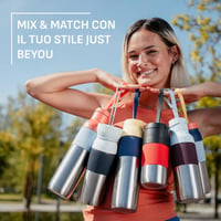Izolovaná fľaša na pitie Emsa beYou Twist so vstavaným filtrom a pútkom na prenášanie, 100 % nepriepustná, vhodná do umývačky riadu, 0,7 l, modrá 10