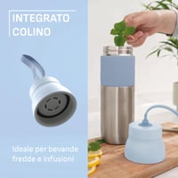 Izolovaná fľaša na pitie Emsa beYou Twist so vstavaným filtrom a pútkom na prenášanie, 100 % nepriepustná, vhodná do umývačky riadu, 0,7 l, modrá 3