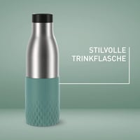 Sticlă de apă din oțel inoxidabil Emsa Bludrop 0,5L, 100% etanșă, menținere la rece 24 de ore - 0,5L, Turcoaz, sticlă cu manșon de protecție 5