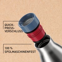 Nerezová termo fľaša Emsa Bludrop Eco 0,7 l modrá, uzáver Quick-Press, 12 h teplá, 24 h studená, vhodná do umývačky riadu, nepriepustná 3