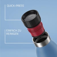 Emsa Bludrop N31103 izolirana boca od nehrđajućeg čelika 0,5 litara plava s Quick-Press zatvaračem, 360° iskustvo pijenja, 12h toplo, 24h hladno, perivo u perilici posuđa 3