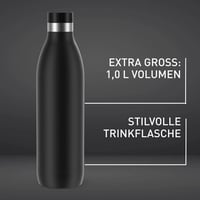 Emsa Bludrop N31120 Termos boca od nehrđajućeg čelika 1 litra crna - 100% nepropusna, Quick-Press zatvarač, pijenje pod kutom od 360°, 20h toplo, 40h hladno 5