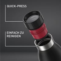 Emsa Bludrop N31120 Termos boca od nehrđajućeg čelika 1 litra crna - 100% nepropusna, Quick-Press zatvarač, pijenje pod kutom od 360°, 20h toplo, 40h hladno 3