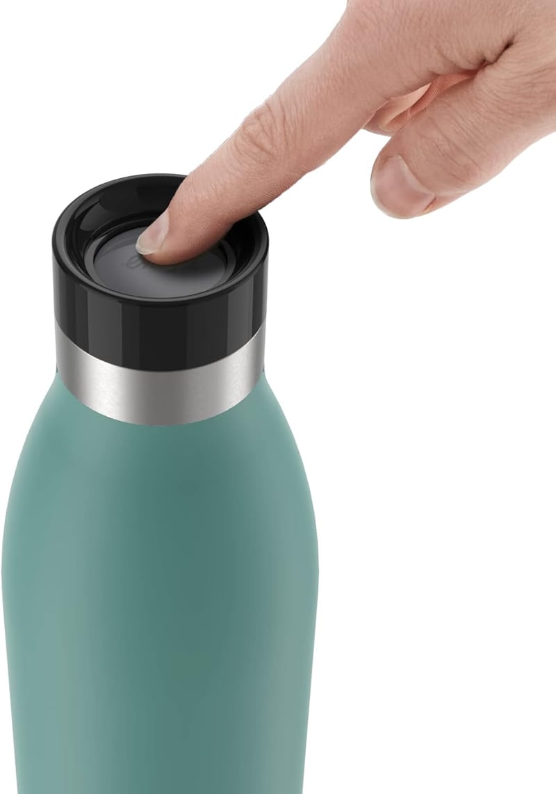 Emsa Bludrop N31121 1L Termosz Palack, 100% Vízhatlan, Rozsdamentes Acél - 1000 fluid ounces, Petrol, Colour drinking bottle
