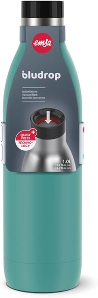 Emsa Bludrop N31121 1L Termosz Palack, 100% Vízhatlan, Rozsdamentes Acél - 1000 fluid ounces, Petrol, Colour drinking bottle 9