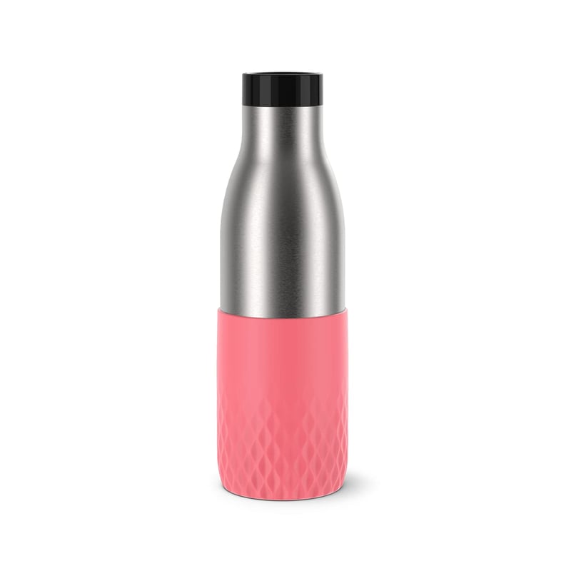Izolovaná nerezová fľaša na pitie EMSA Bludrop Sleeve N31108, 0,5 litra, s uzáverom Quick-Press, pitie z akéhokoľvek uhla 360°, udrží nápoj 12 h teplý, 24 h studený.