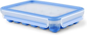 Formă pentru cuburi de gheață Emsa Clip & Close cu capac, albastru, 22,6 x 16,5 x 4,9 cm, bază flexibilă, închidere ermetică, compatibilă cu mașina de spălat vase