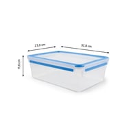 Emsa Clip & Close 508547 Caserolă dreptunghiulară cu capac, 5,4 L, Transparent/Albastru, compatibilă cu mașina de spălat vase, congelator și cuptorul cu microunde 9