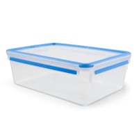 Emsa Clip & Close 508547 Caserolă dreptunghiulară cu capac, 5,4 L, Transparent/Albastru, compatibilă cu mașina de spălat vase, congelator și cuptorul cu microunde 1