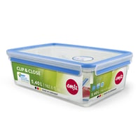 Emsa Clip & Close 508547 Caserolă dreptunghiulară cu capac, 5,4 L, Transparent/Albastru, compatibilă cu mașina de spălat vase, congelator și cuptorul cu microunde 10