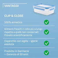 Dóza na potraviny Emsa Clip & Close s vekom, 10,6 l, priehľadná/modrá, nepriepustná, vhodná do mikrovlnnej rúry a umývačky riadu, vhodná do mrazničky 6