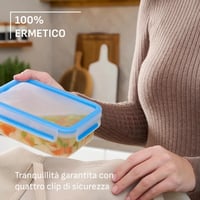 Dóza na potraviny Emsa Clip & Close s vekom, 10,6 l, priehľadná/modrá, nepriepustná, vhodná do mikrovlnnej rúry a umývačky riadu, vhodná do mrazničky 3