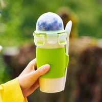 Emsa Clip & Go N10714 dóza na jogurt 0,45 l, s lyžičkou a priehradkou na müsli, 100% nepriepustná, priehľadná, svetlozelená 6