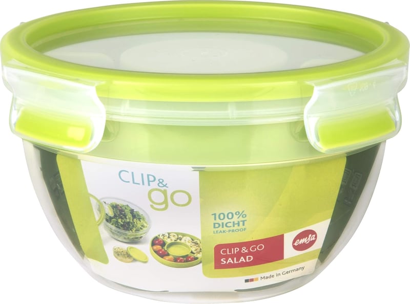Emsa Clip & Go zöld ételtartó doboz, műanyag, szellőzővel - 1 L, Green