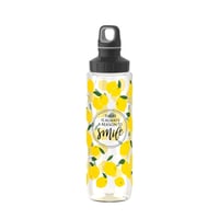 Bidon Emsa Drink2Go Tritan N30313, 0,7 litri, cu capac cu șurub, 100% etanș, lavabil în mașina de spălat vase, Smile, Transparent/Galben 1