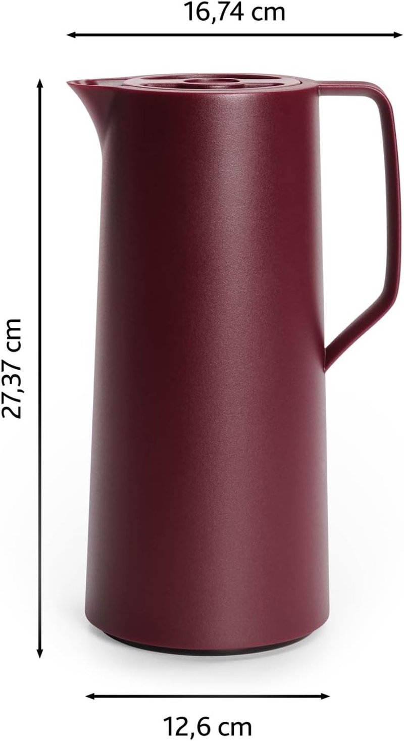 Emsa Motiva 1 literes termoszkancsó, 12 óra meleg, 24 óra hideg, gyorsnyitás, bordó - Wine Red