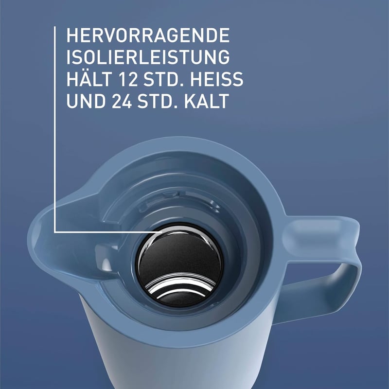 Emsa Motiva 1 literes termoszkancsó, 12 órás meleg, 24 órás hideg, Nordic design - North Blue