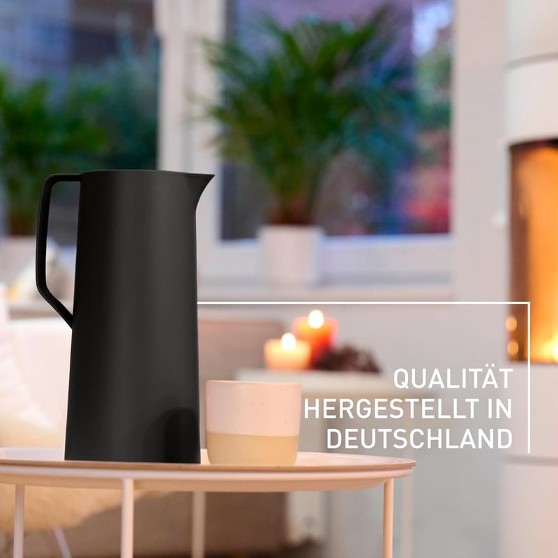 Emsa Motiva 1 literes termoszkancsó üvegbetéttel, 12 órás meleg/24 órás hideg tartás - Black