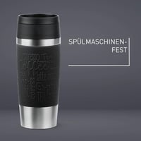 Cestovný hrnček Emsa N20202 Travel Mug Classic, 0,36 litra, čierny, nerezová oceľ, komfortný skrutkovací uzáver, 360° otvor na pitie, nepriepustný, vhodný do umývačky riadu 6