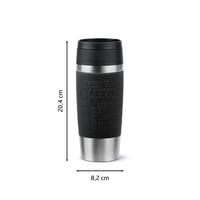 Cestovný hrnček Emsa N20202 Travel Mug Classic, 0,36 litra, čierny, nerezová oceľ, komfortný skrutkovací uzáver, 360° otvor na pitie, nepriepustný, vhodný do umývačky riadu 8