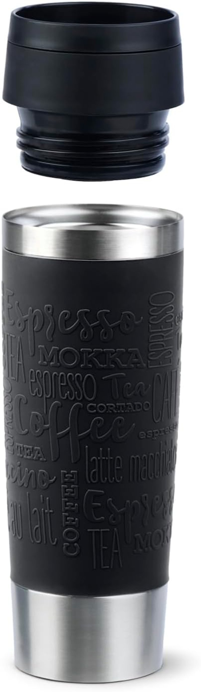 Emsa N20220 utazó termosz 0,5L rozsdamentes acél fekete - Black, Comfort closure
