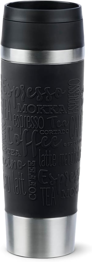 Cană termos Emsa Travel Mug Classic, deschidere la 360°, 0,5 L - negru